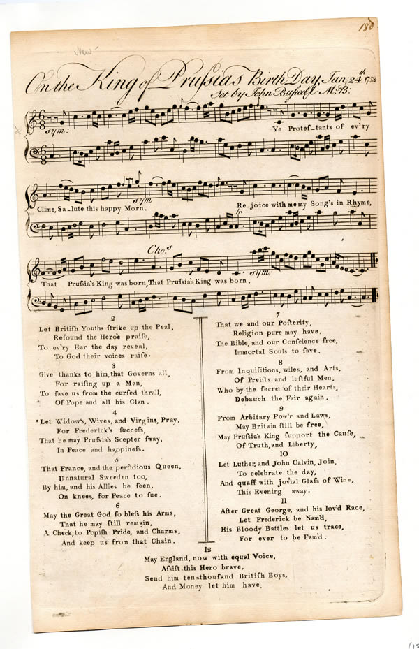 Song sheet, 1758